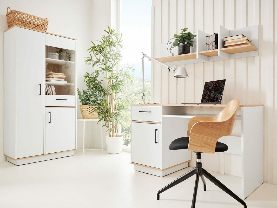 Bureau Omaha T120 (Licht eiken + Wit)
