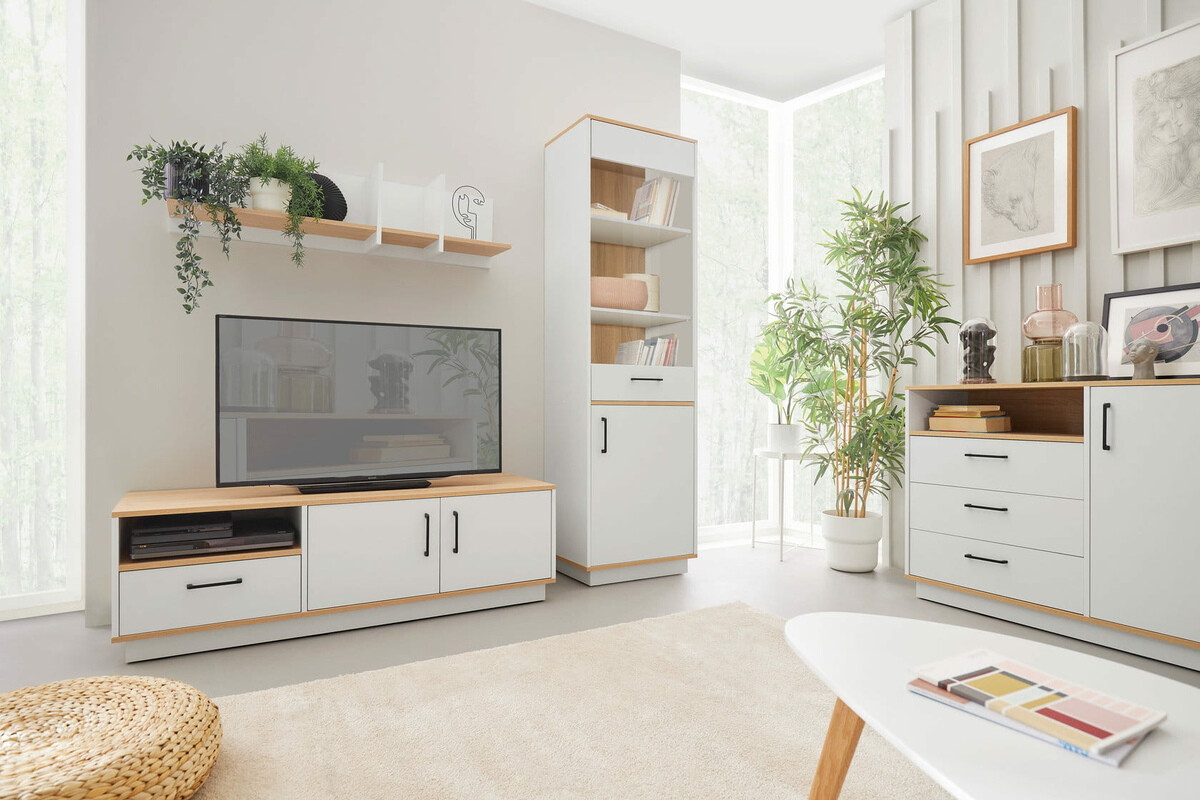 Ladekast Omaha T123 (Licht eiken + Wit)