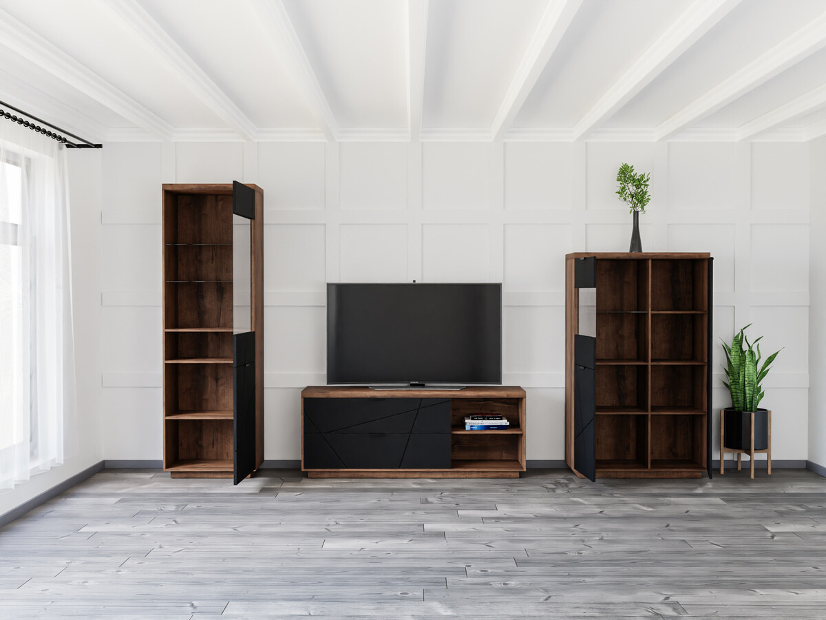 Woonkamerset Fivale 112 (Donker delano-eik + Matzwart)