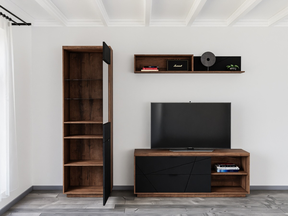 Woonkamerset Fivale 113 (Donker delano-eik + Matzwart)