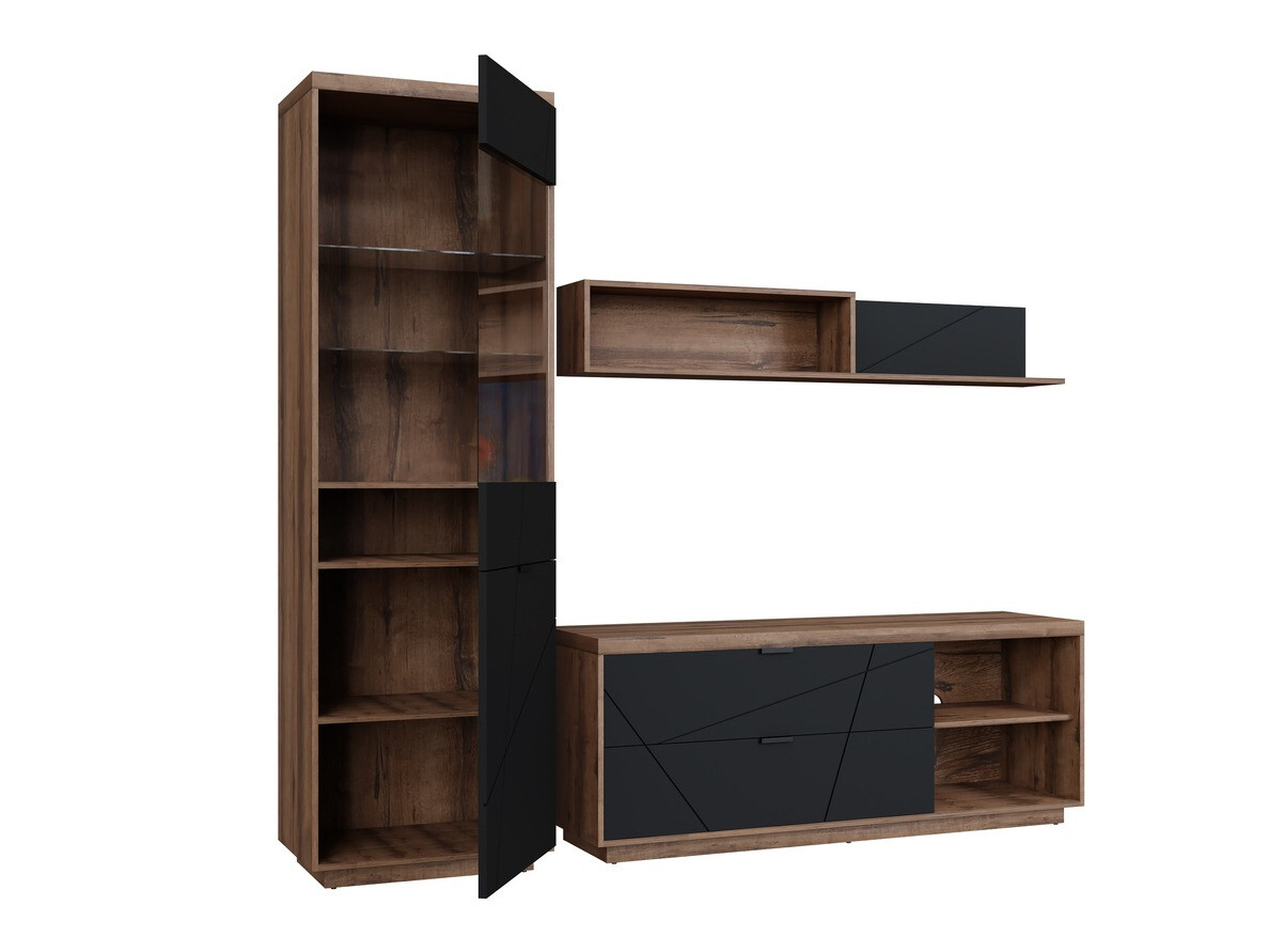 Woonkamerset Fivale 113 (Donker delano-eik + Matzwart)