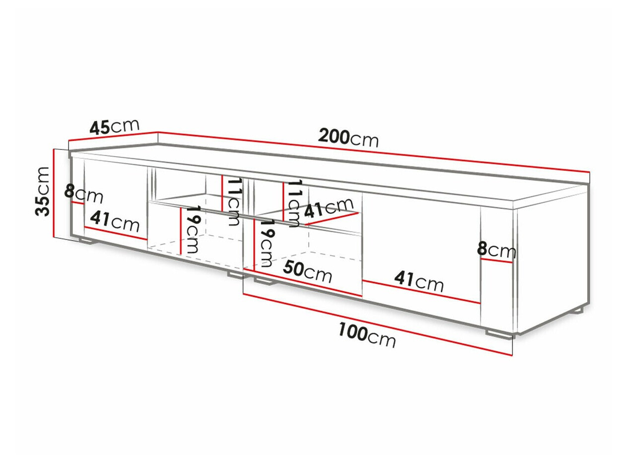 TV-meubel Nashville 127 (Wit + Glanzend wit)