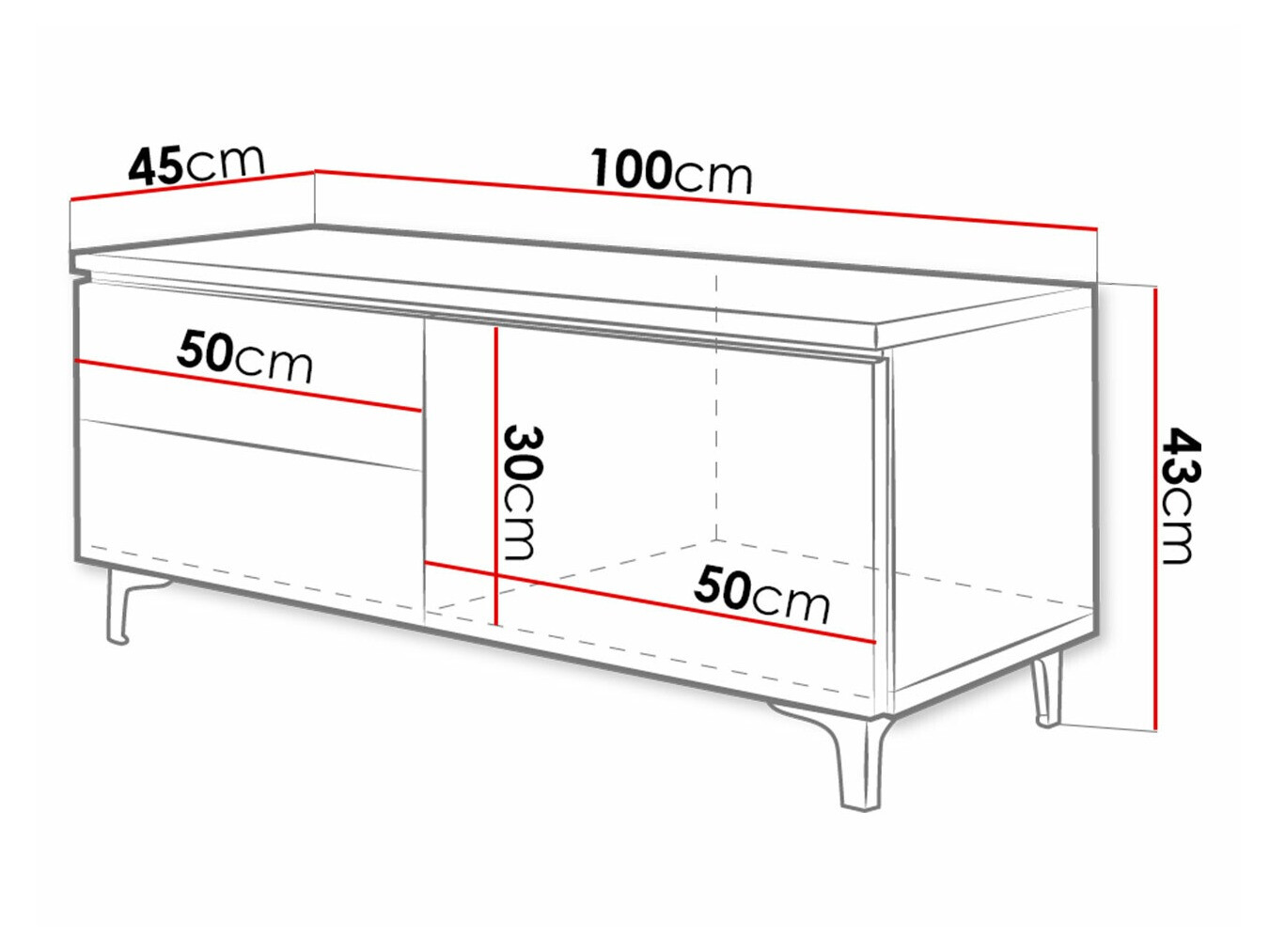 TV-meubel Uva VI (Wit + Grijs met glans)