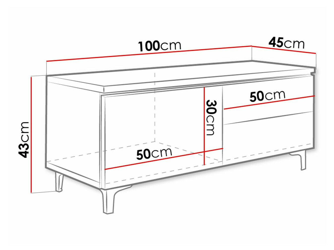 TV-meubel Uva VI (Wit + Grijs met glans)