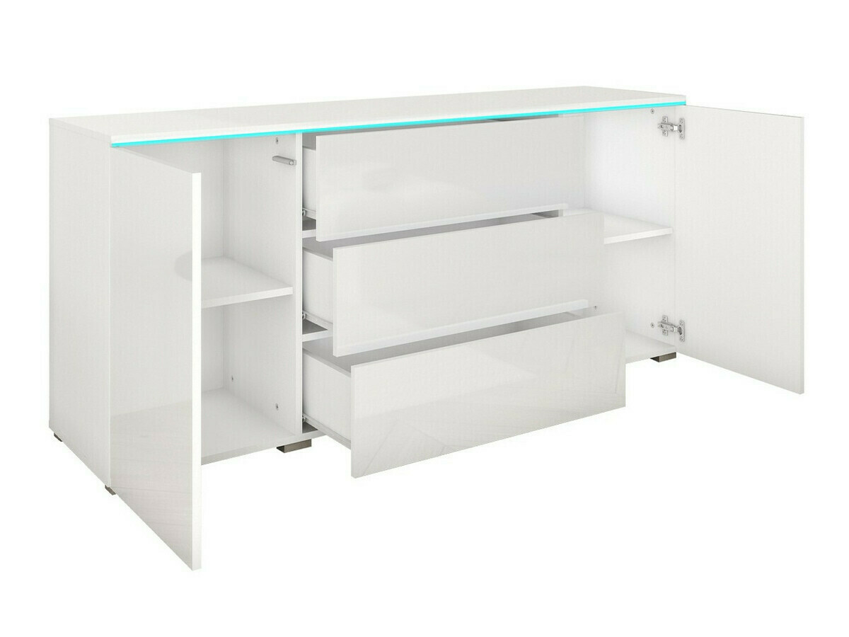 Ladekast Sarasota 142 (Wotan eik + Glanzend wit)