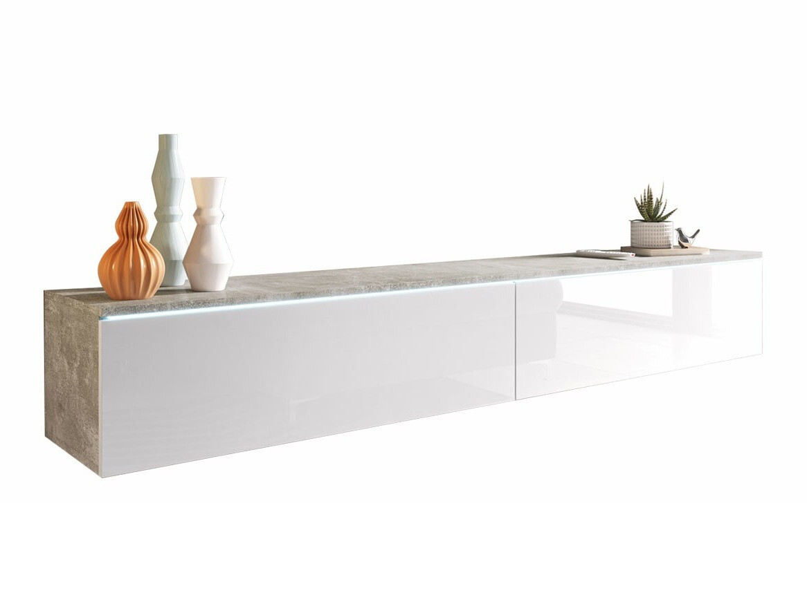 TV-meubel Scientia I (Beton + Glanzend wit)