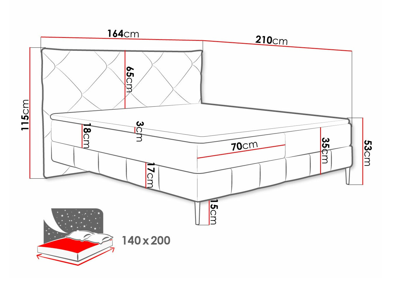 Boxspring Indiana 156 (Manila 02)