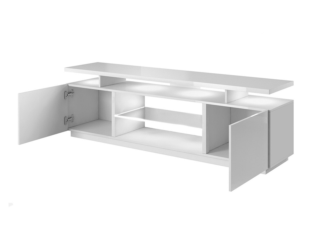 TV-meubel Charlotte 138 (Wit + Glanzend wit)