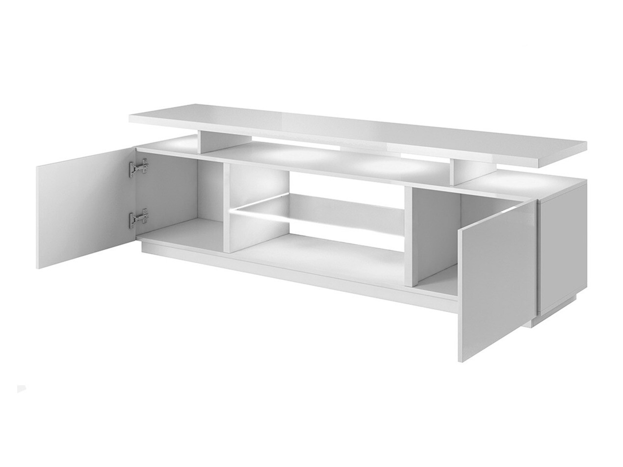 TV-meubel Charlotte 138 (Zwart + Glanzend zwart)