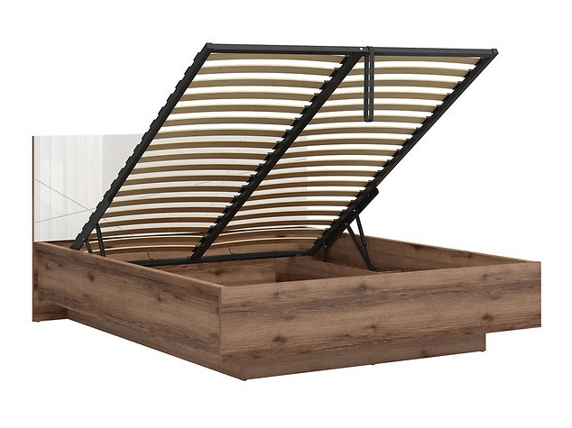 Bed Fivale 122 (Donker delano-eik + Glanzend wit)