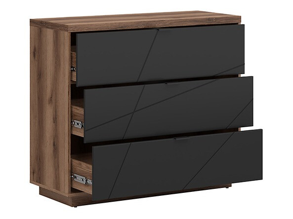 Ladekast Fivale 118 (Donker delano-eik + Matzwart)