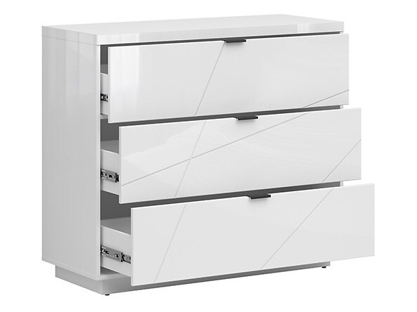 Ladekast Fivale 118 (Glanzend wit + Wit)