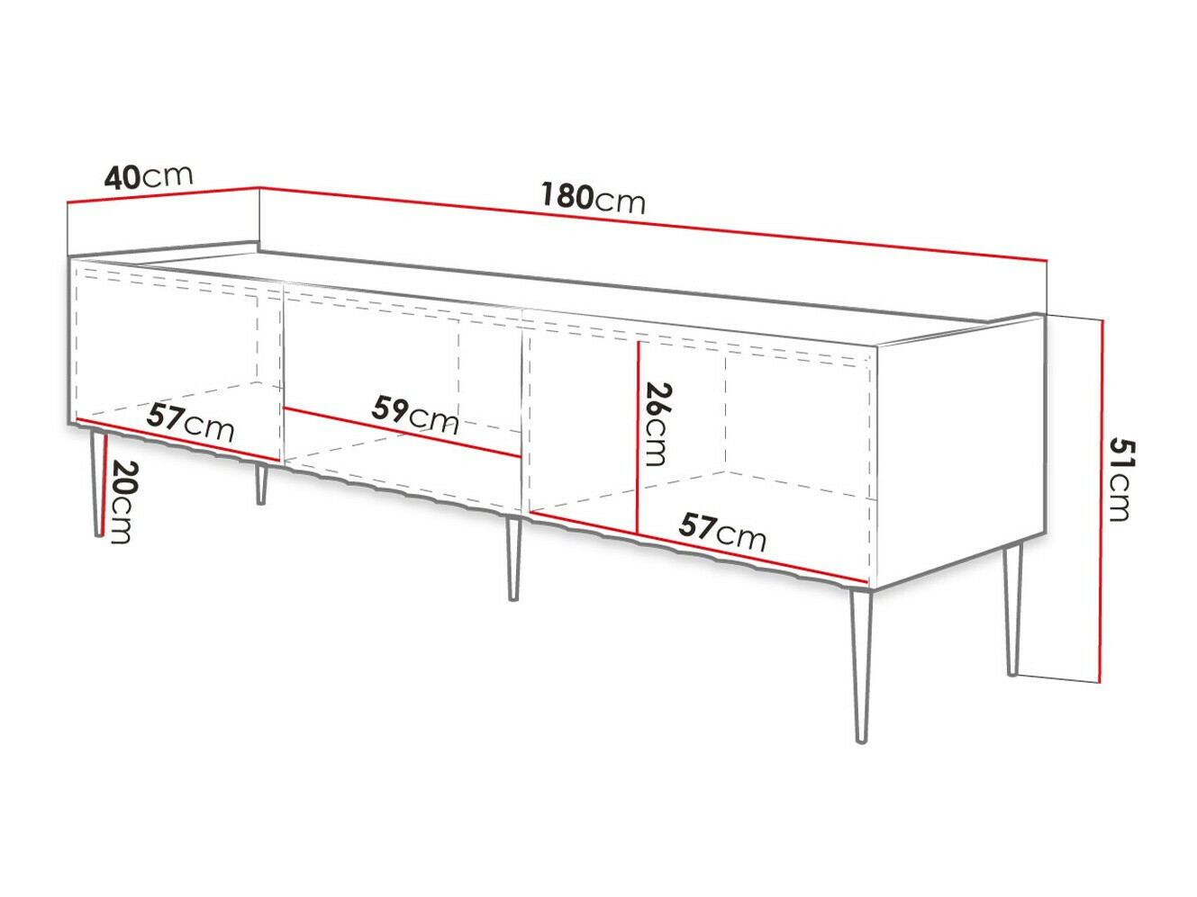 TV-meubel Merced B127 (Glanzend zwart + Zwart)