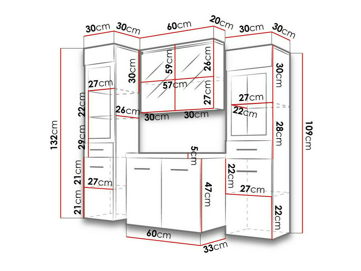 Badkamerset Sarasota 140 (Glanzend wit + Matera grijs)