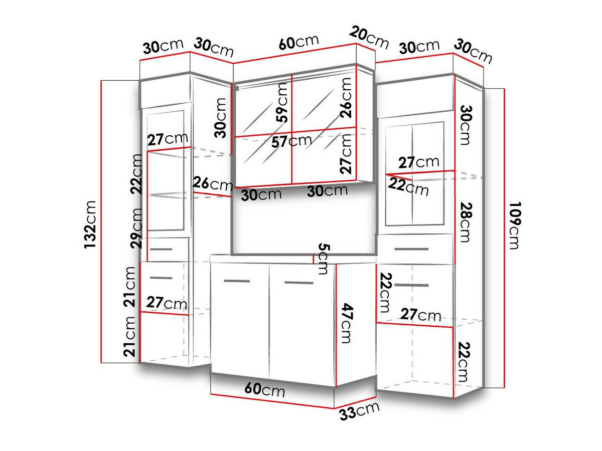 Badkamerset Scientia III (Glanzend zwart + Wotan eik)