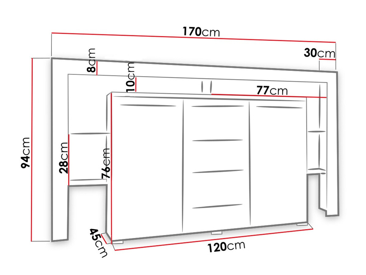 Ladekast Nashville 106 (Wit + Glanzend zwart)