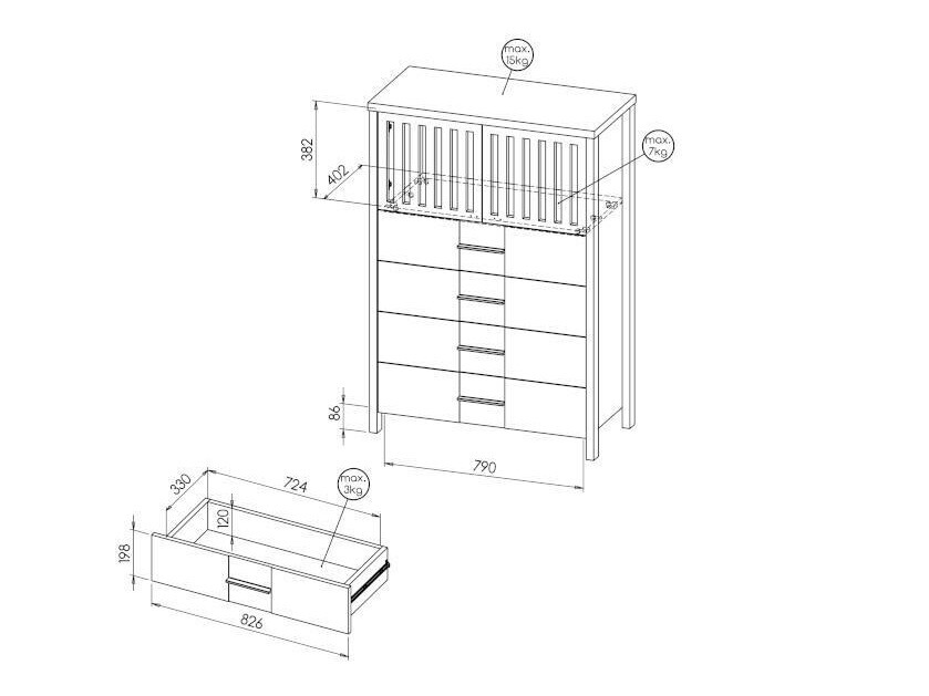 Ladekast Ogden 160 (Antraciet)