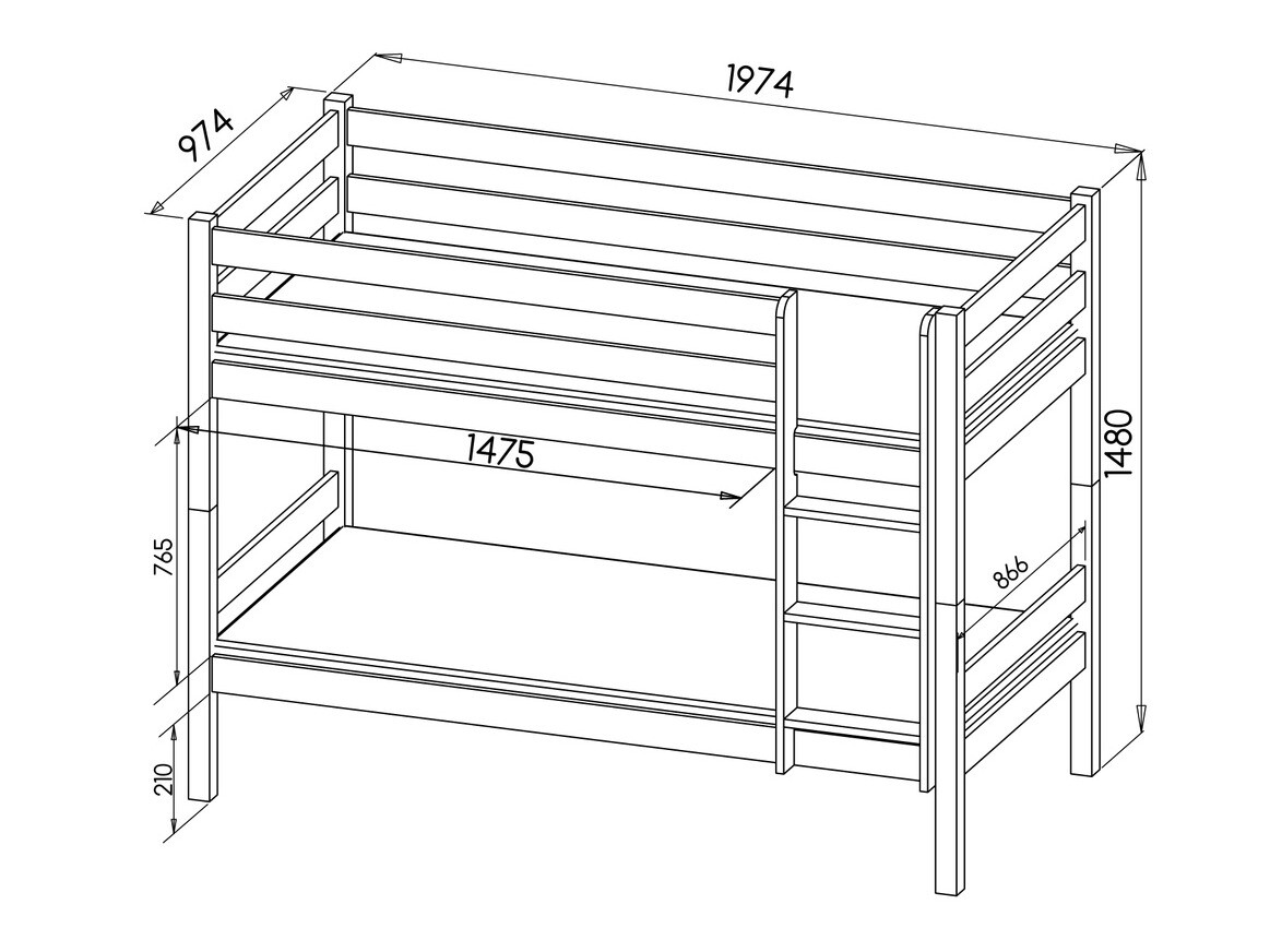 Stapelbed Ogden 163 (Antraciet)