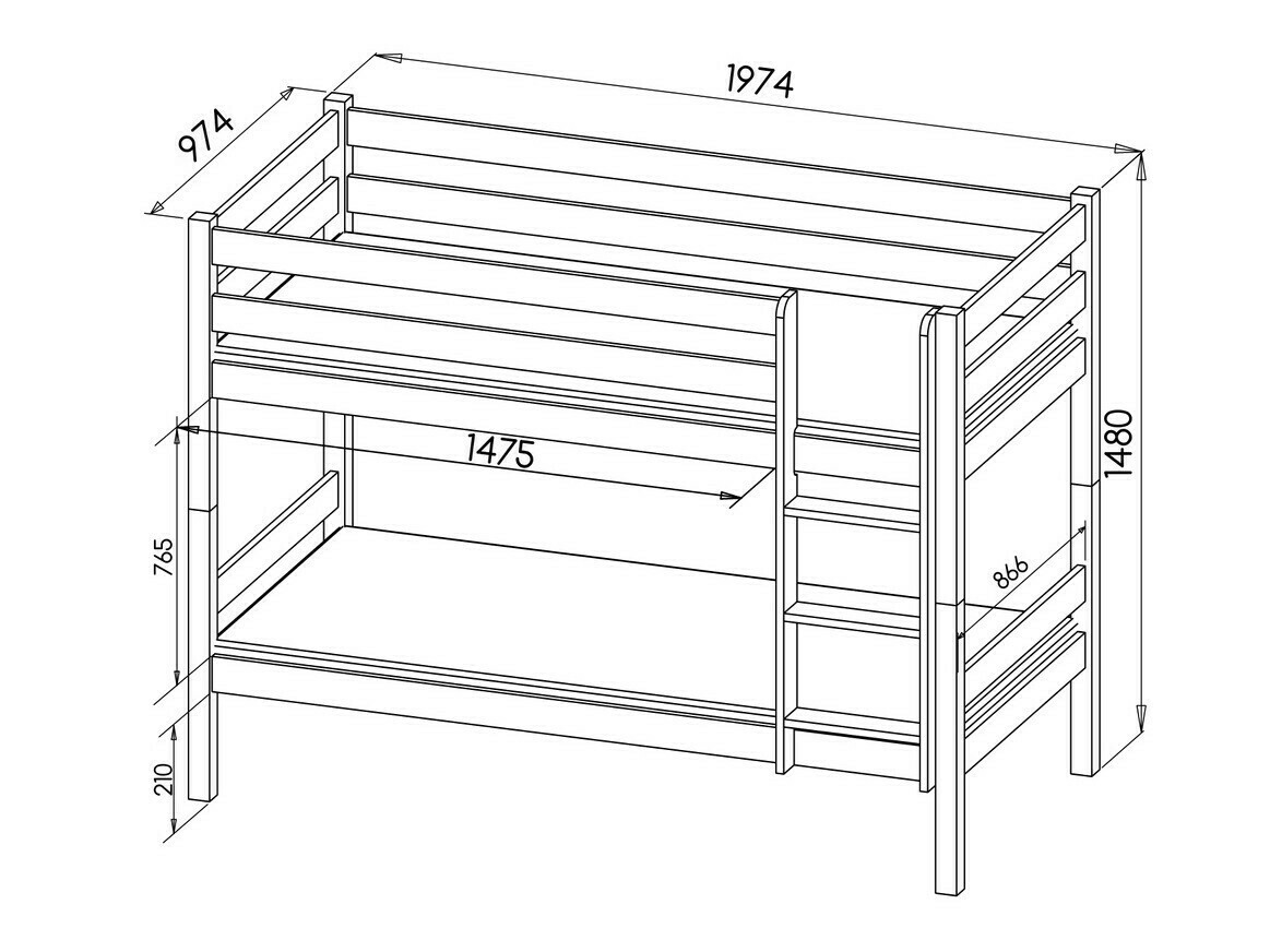 Stapelbed Ogden 163 (Wit)