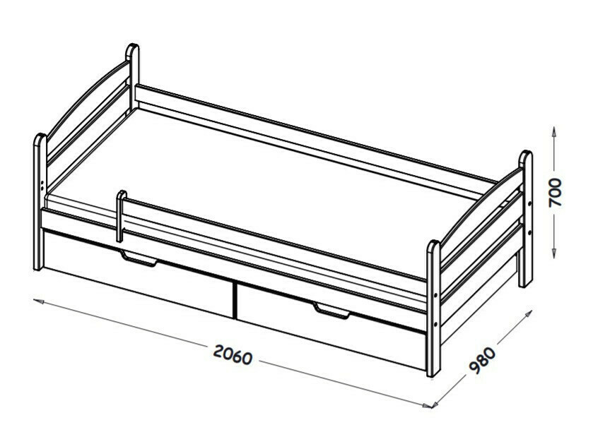 Bed Ogden 166 (Antraciet)