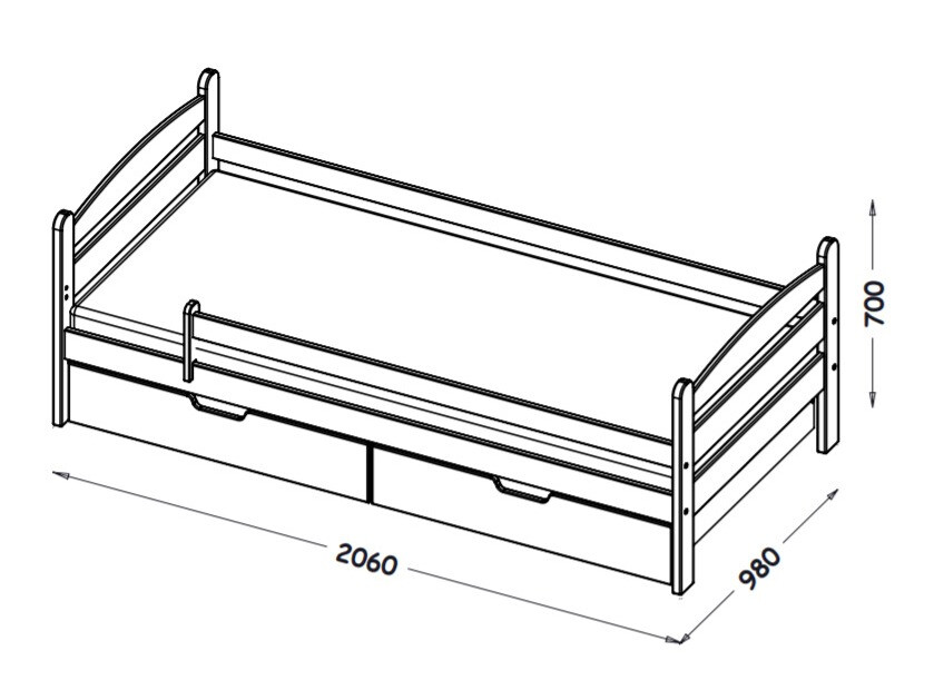 Bed Ogden 166 (Licht hout)