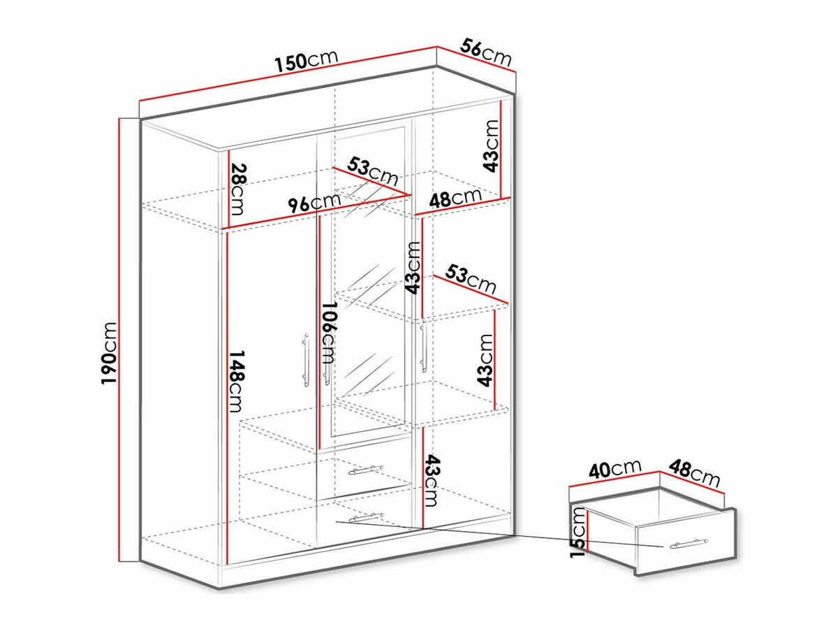 Kledingkast Cavmero 103 (Antraciet)