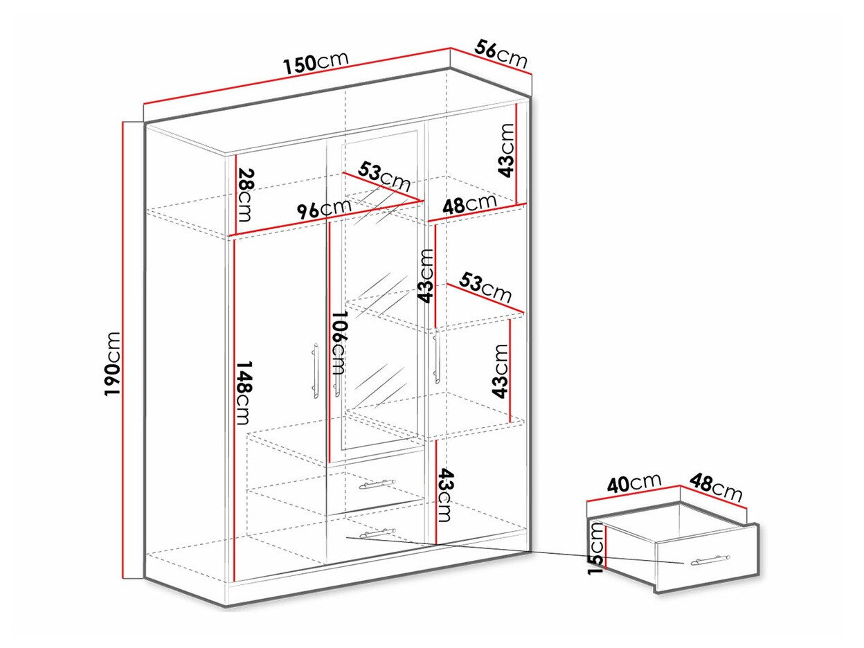 Kledingkast Cavmero 103 (Sonoma eik + Wit)