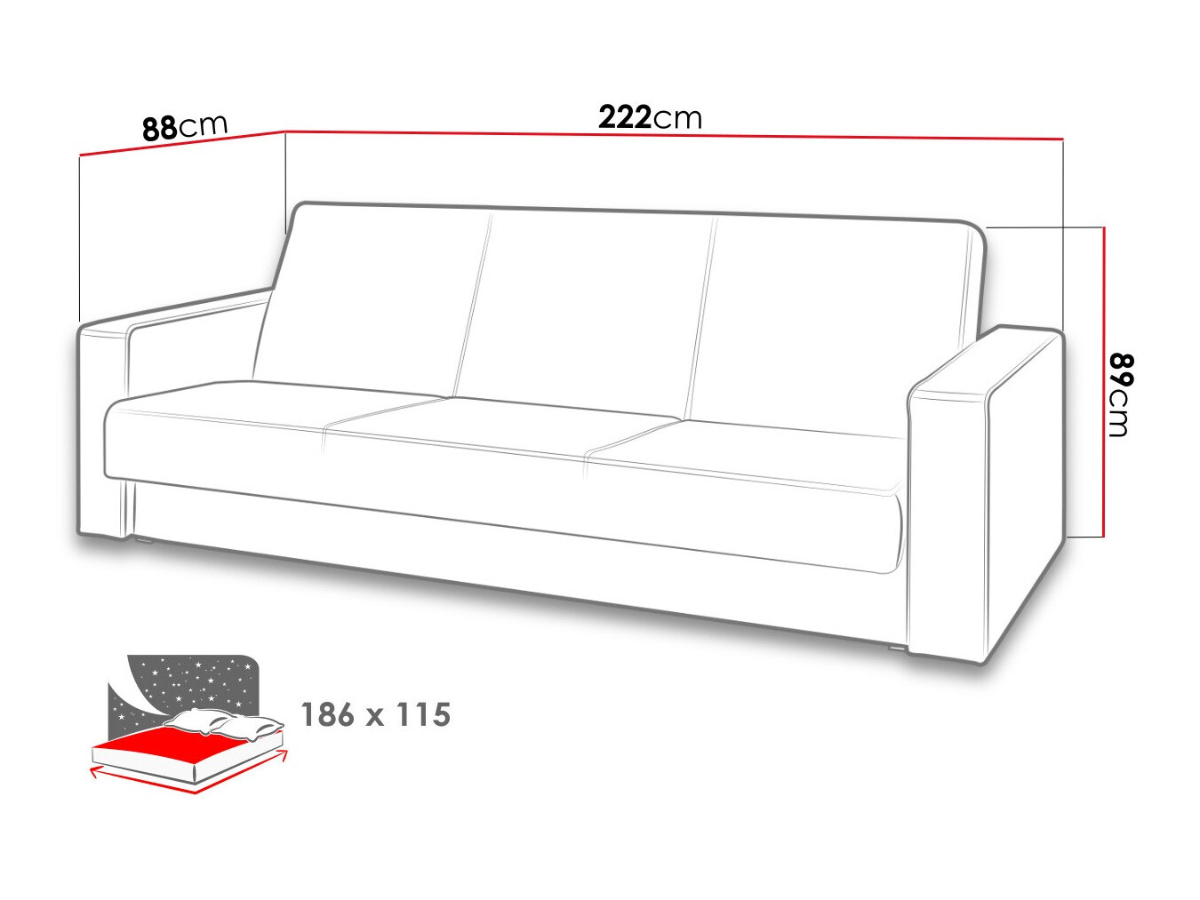 Slaapbank Providence 164 (Soft 011 + Lux 05)
