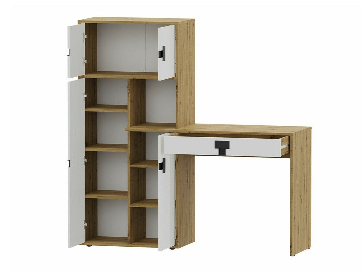 Bureau Florevi 101 (Mat wit + Artisan eiken)