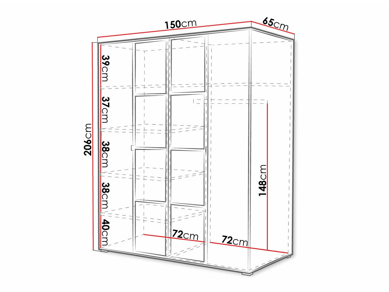 Kledingkast Toledo 117 (Wit + Zwart)