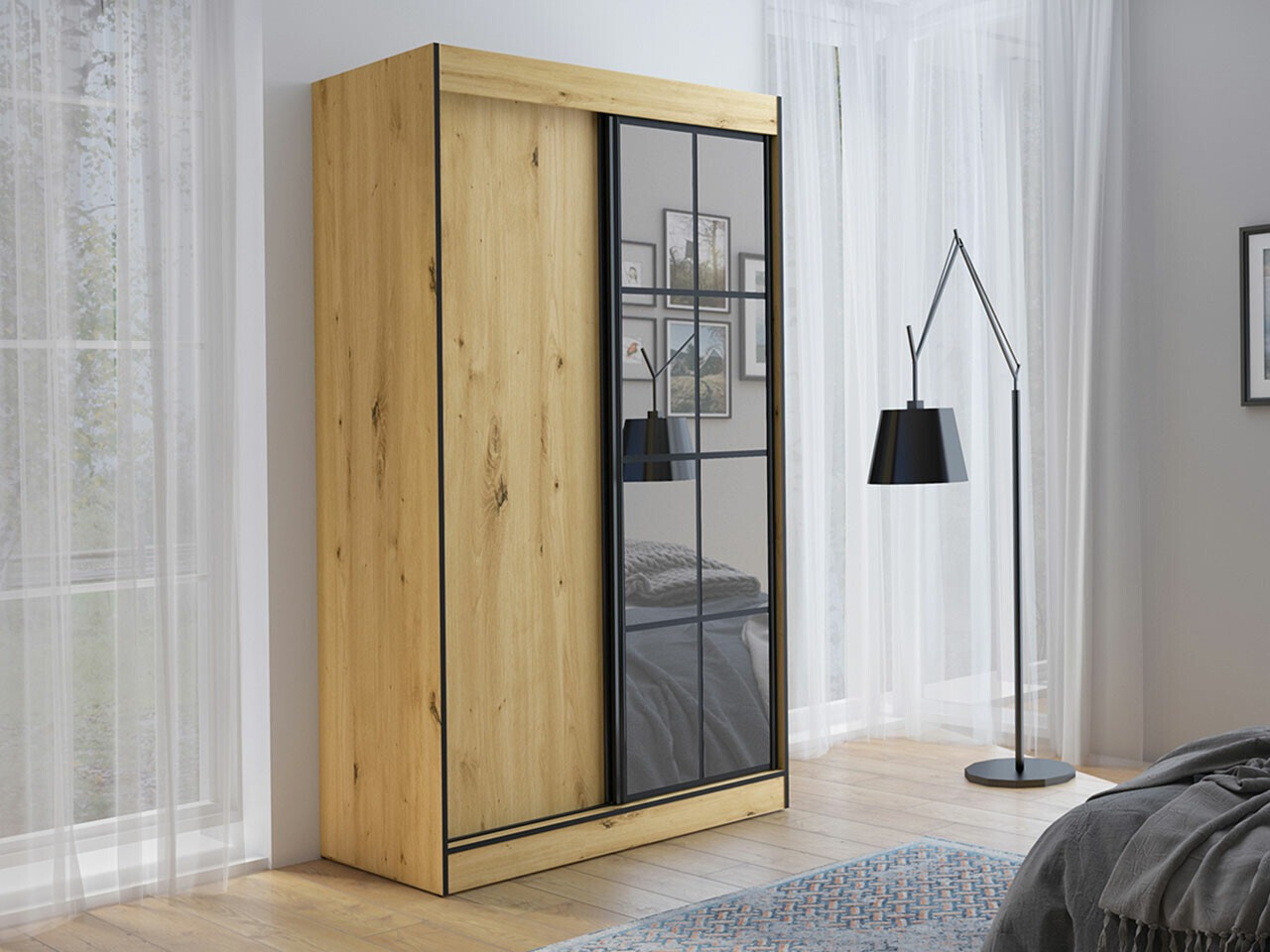 Kledingkast Toledo 118 (Artisan eiken + Zwart)