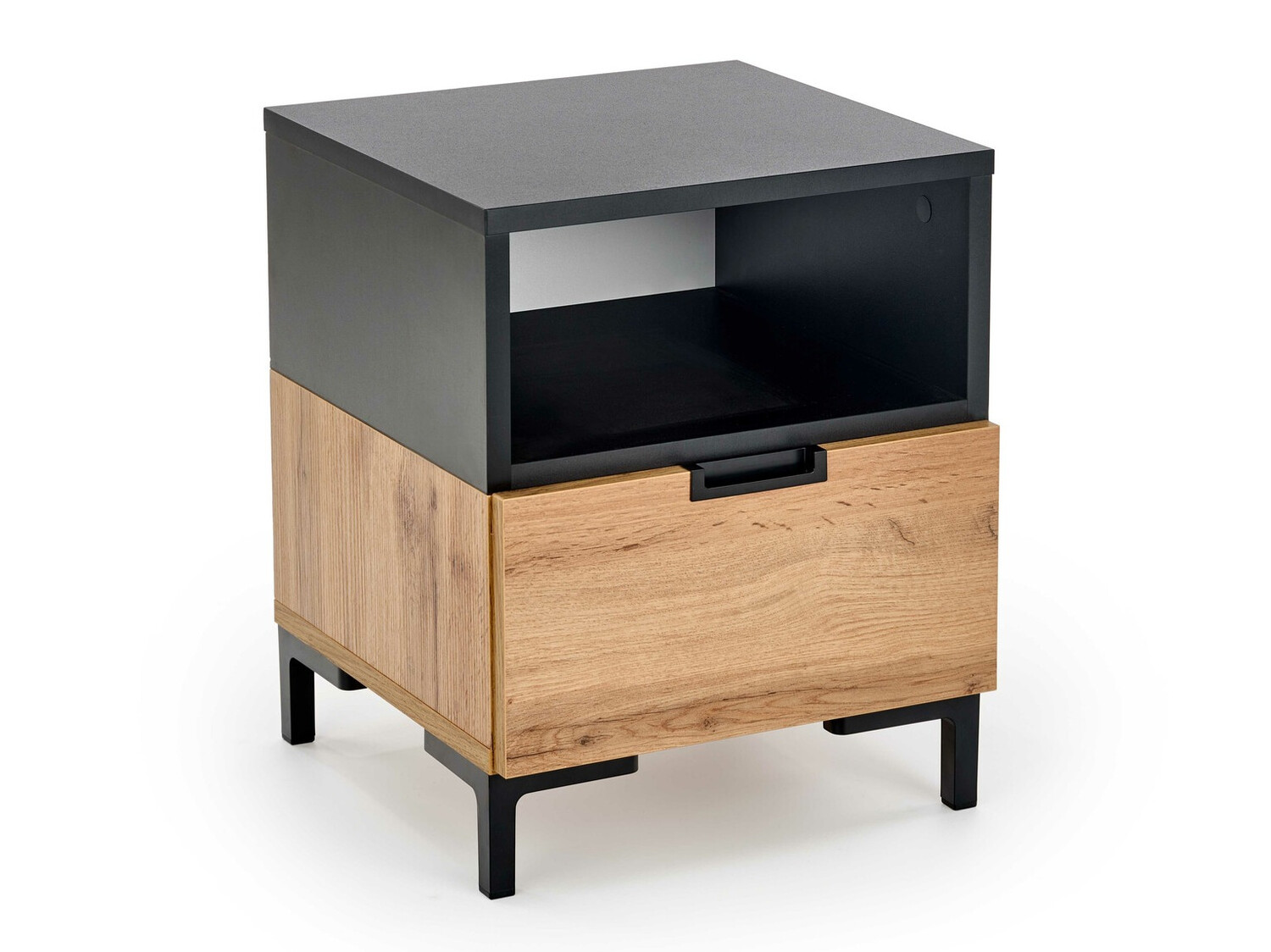 Nachtkastje Houston 1225 (Zwart + Wotan eik)