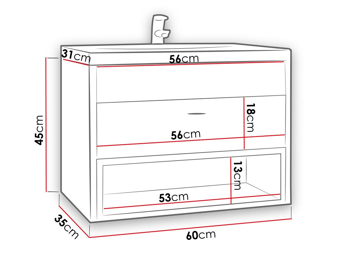 Hangend badkamermeubel voor wastafel Baltesi 118 (Artisan eiken + Zwart)