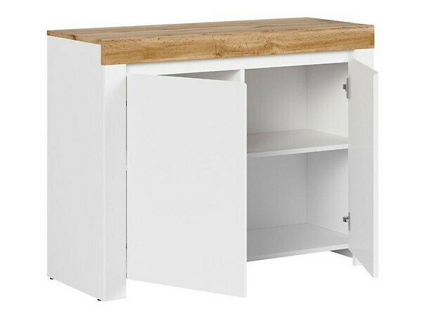 Dressoir Sonsoru 101 (Wit + Glanzend wit + Wotan eik)