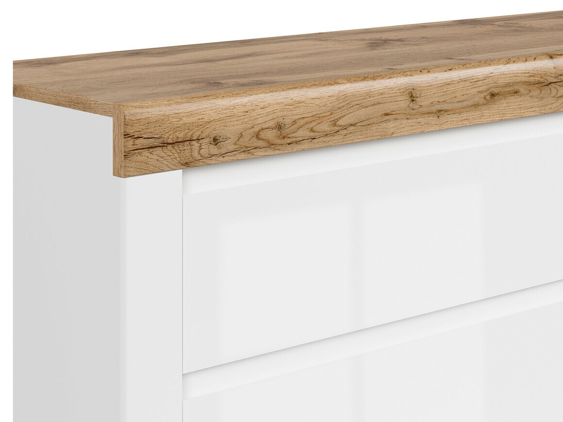 Ladekast Sonsoru 100 (Wit + Glanzend wit + Wotan eik)