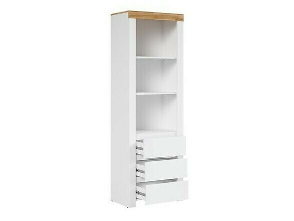 Boekenkast Sonsoru 106 (Wit + Glanzend wit + Eiken)