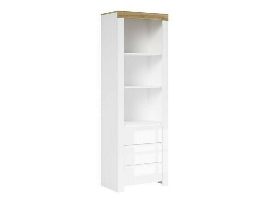 Boekenkast Sonsoru 106 (Wit + Glanzend wit + Eiken)