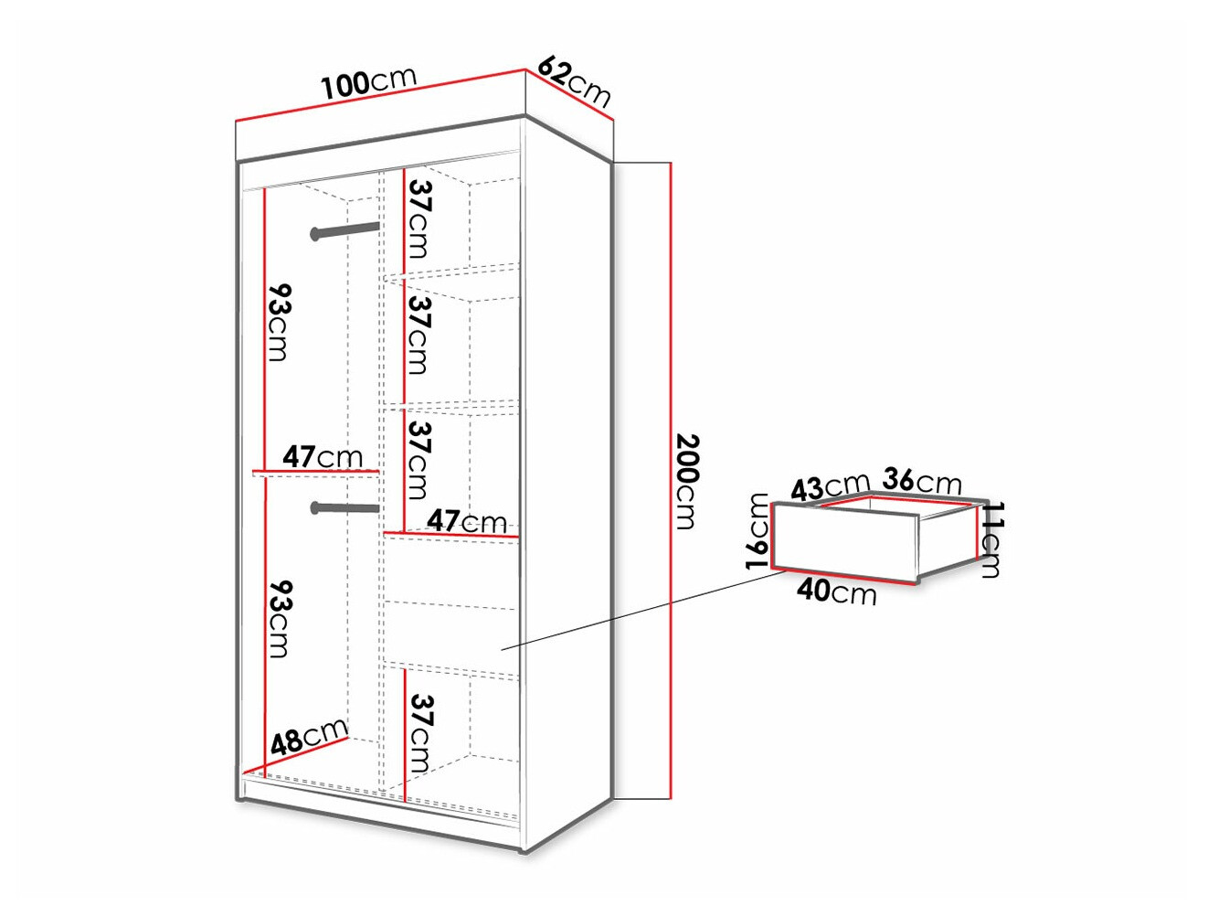Kledingkast Hartford 280 (Artisan eiken)