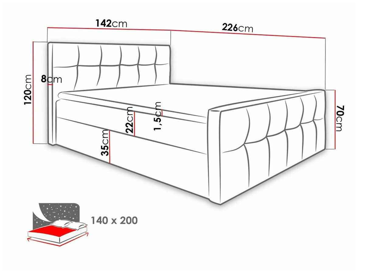 Boxspring Baltimore 138 (Soft 033)