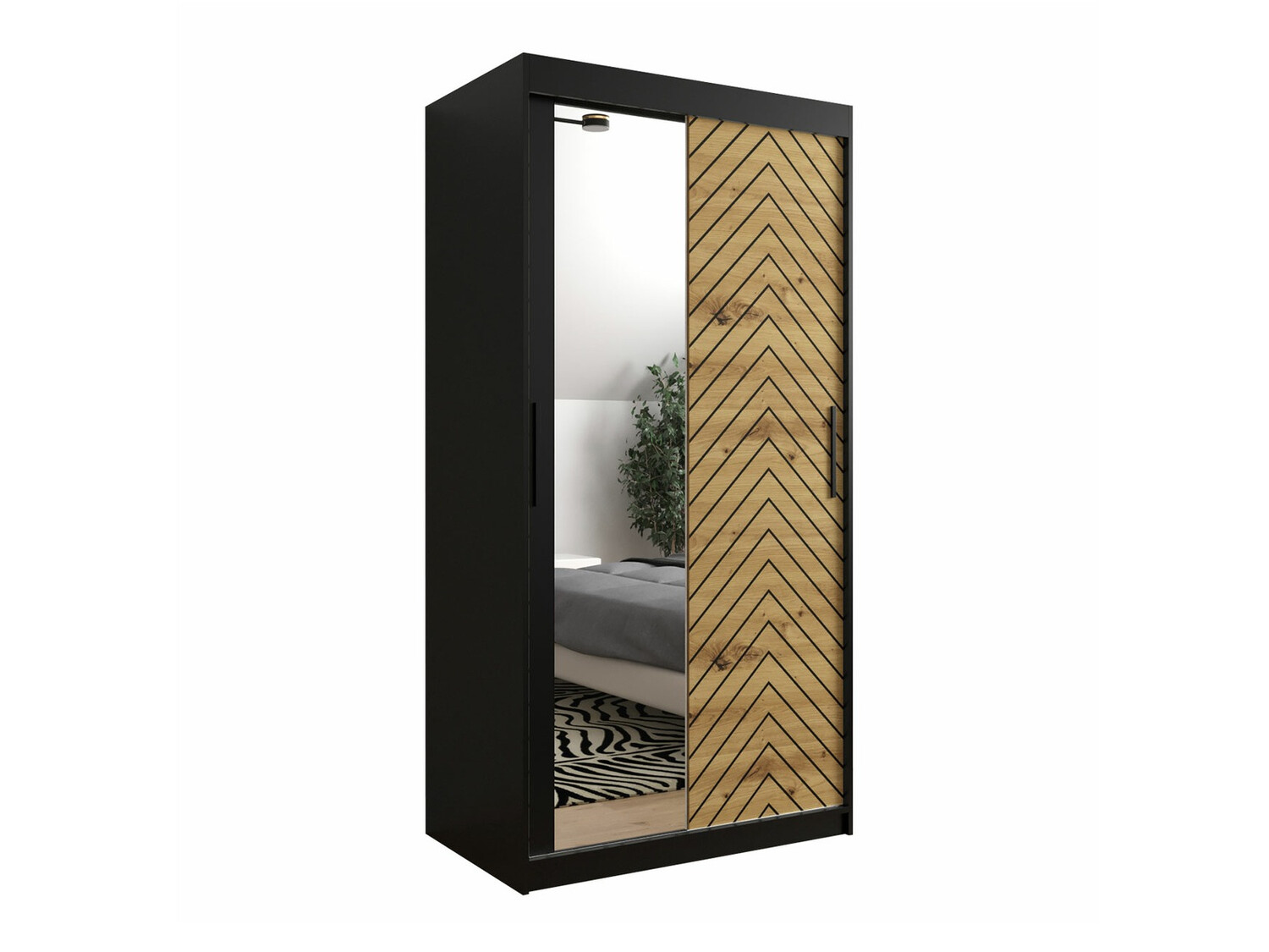 Kledingkast Hartford 307 (Zwart + Artisan eiken)