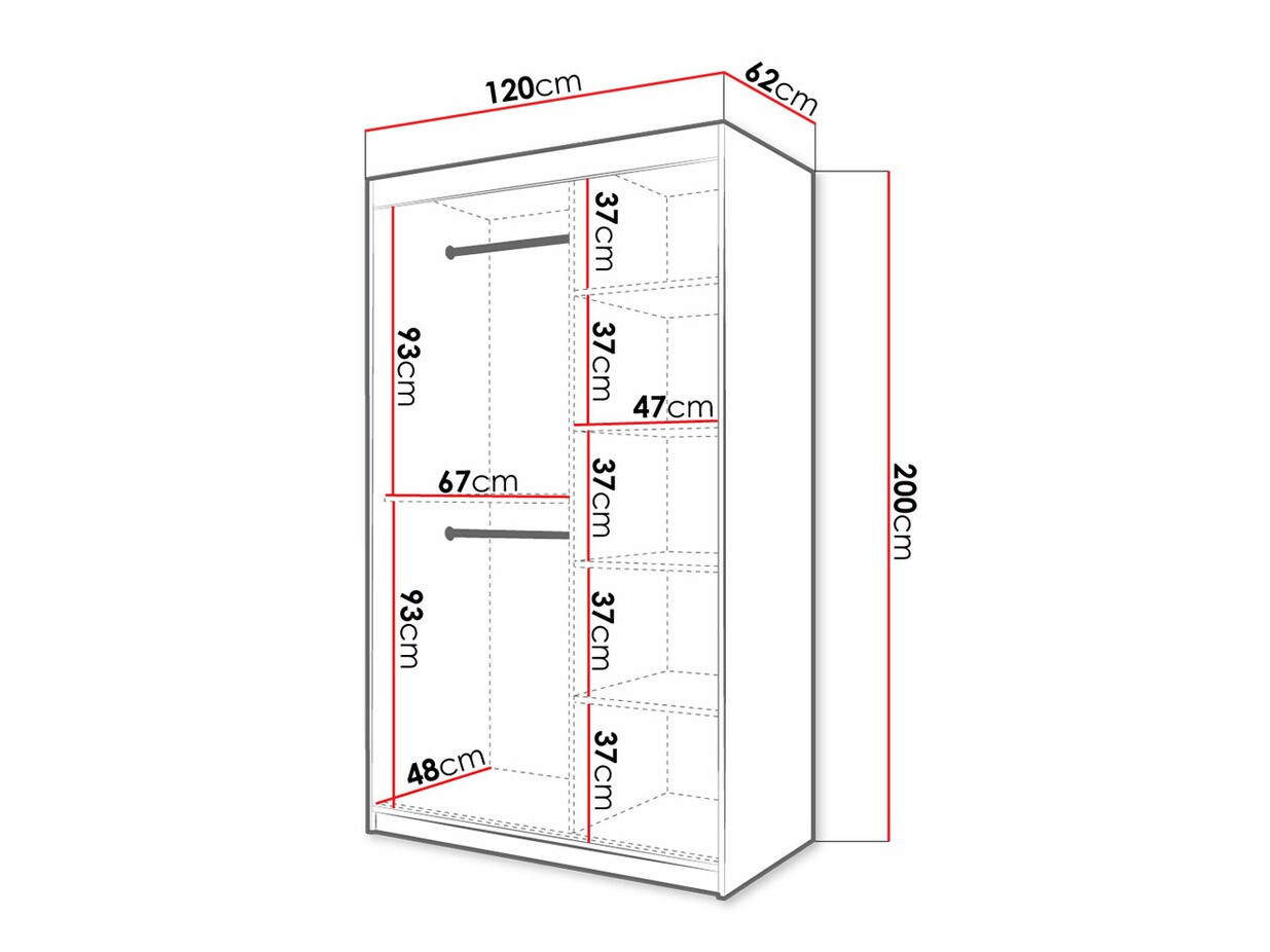 Kledingkast Hartford 308 (Zwart + Artisan eiken)