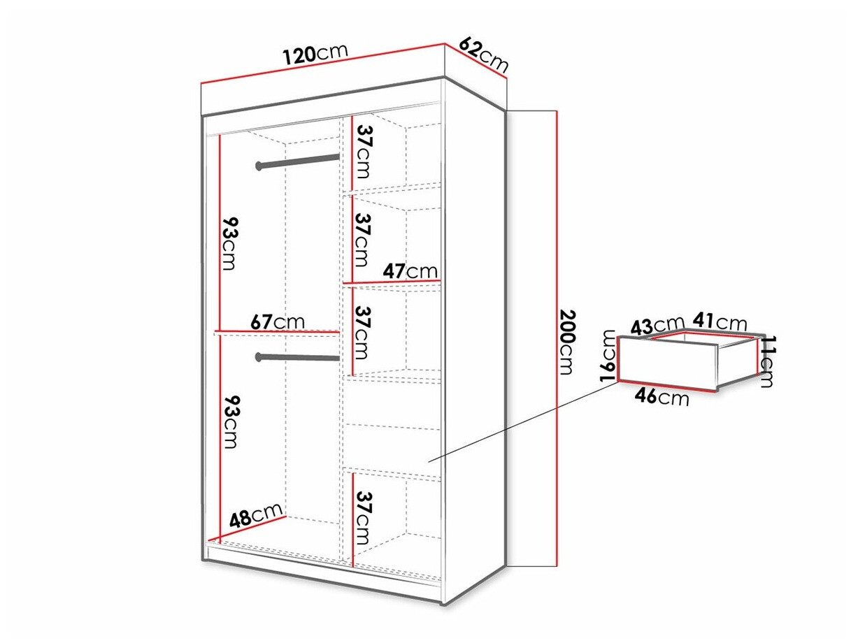 Kledingkast Hartford 309 (Wit + Zwart)