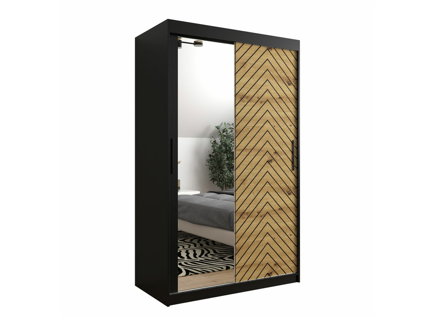 Kledingkast Hartford 309 (Zwart + Artisan eiken)