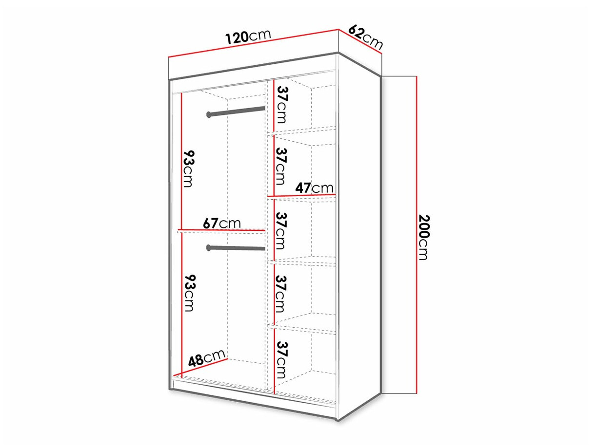Kledingkast Hartford 309 (Zwart + Artisan eiken)