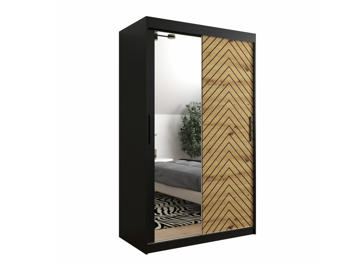 Kledingkast Hartford 309 (Zwart + Artisan eiken)