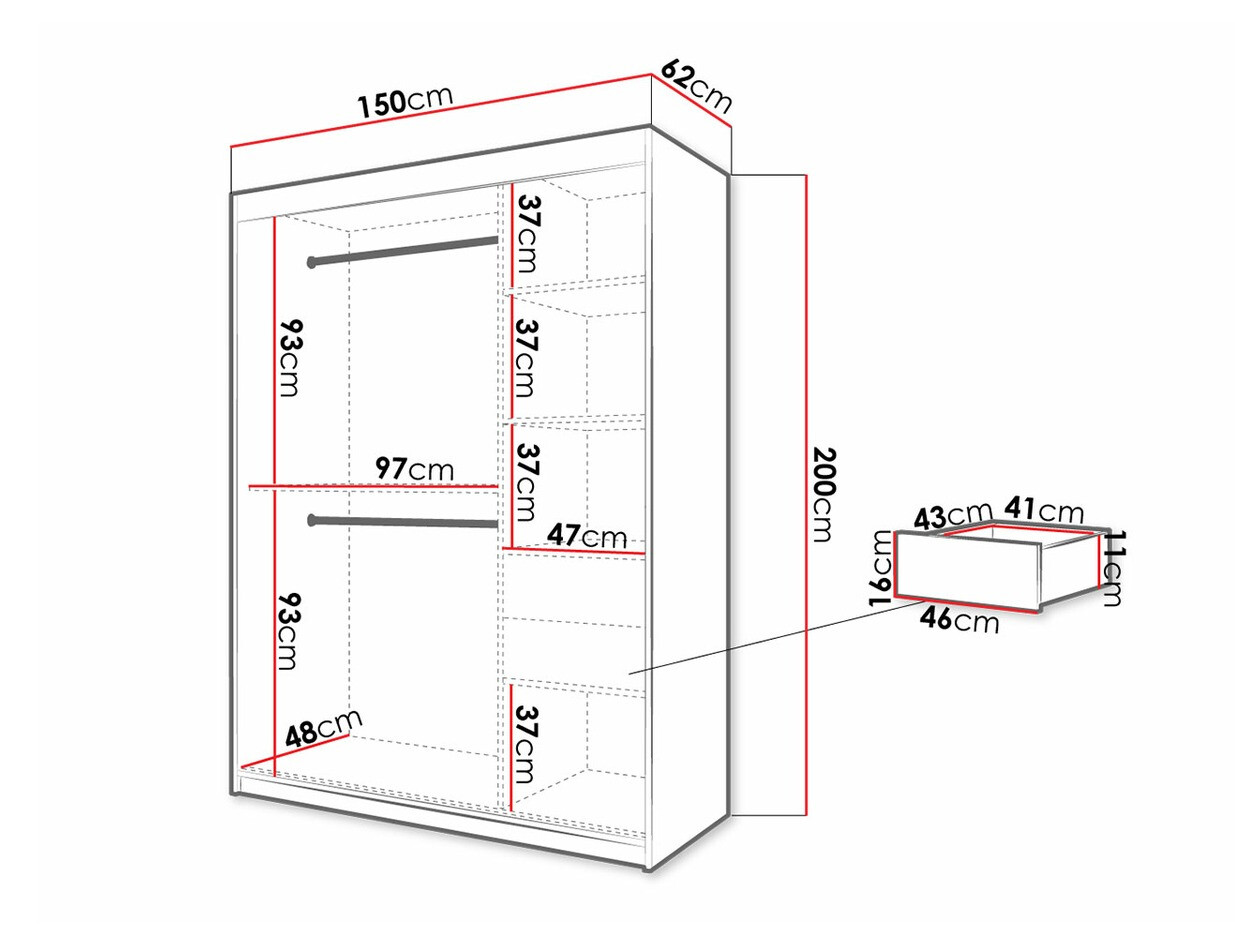 Kledingkast Hartford 311 (Wit + Zwart)