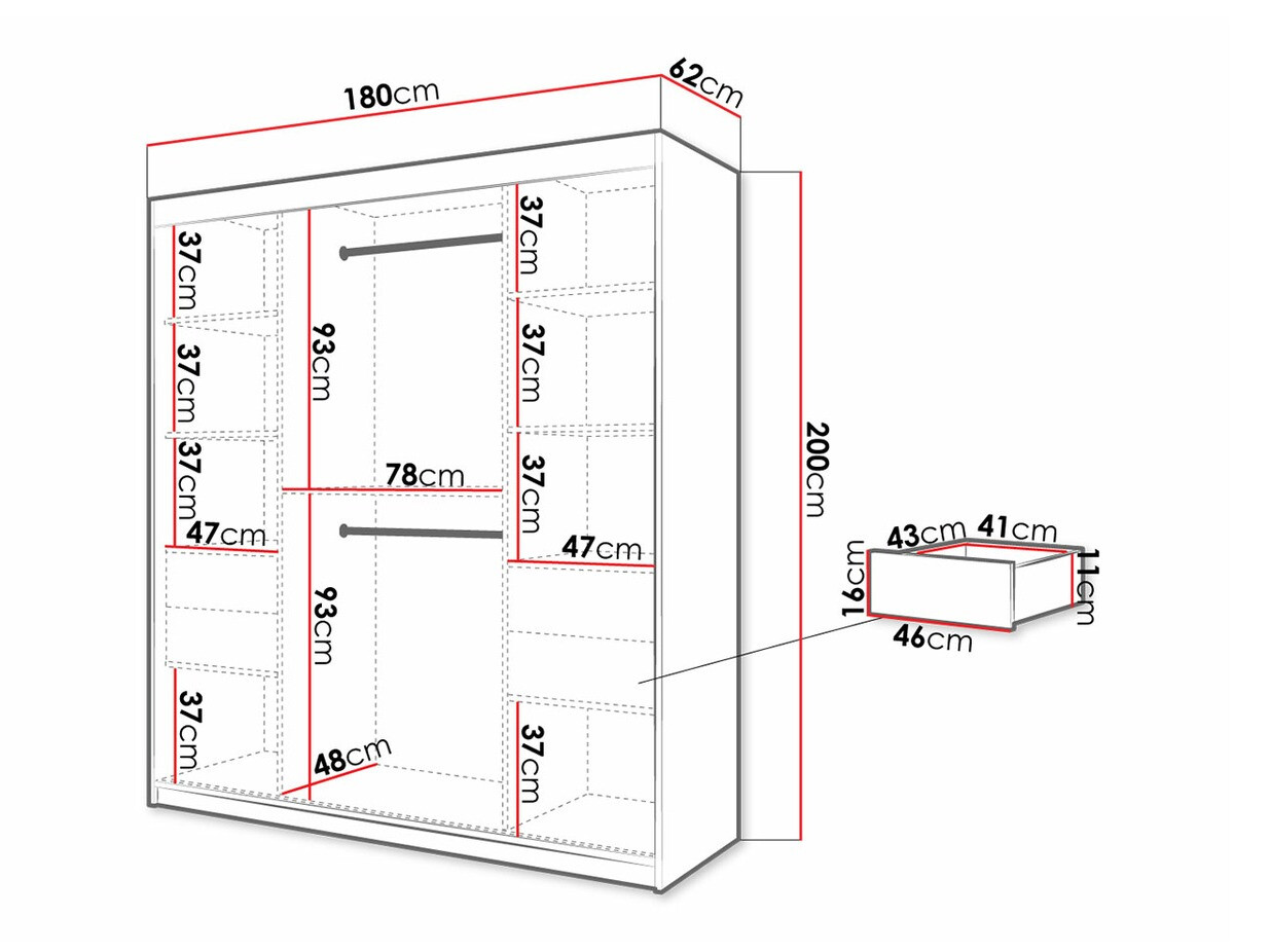 Kledingkast Hartford 312 (Artisan eiken + Zwart)