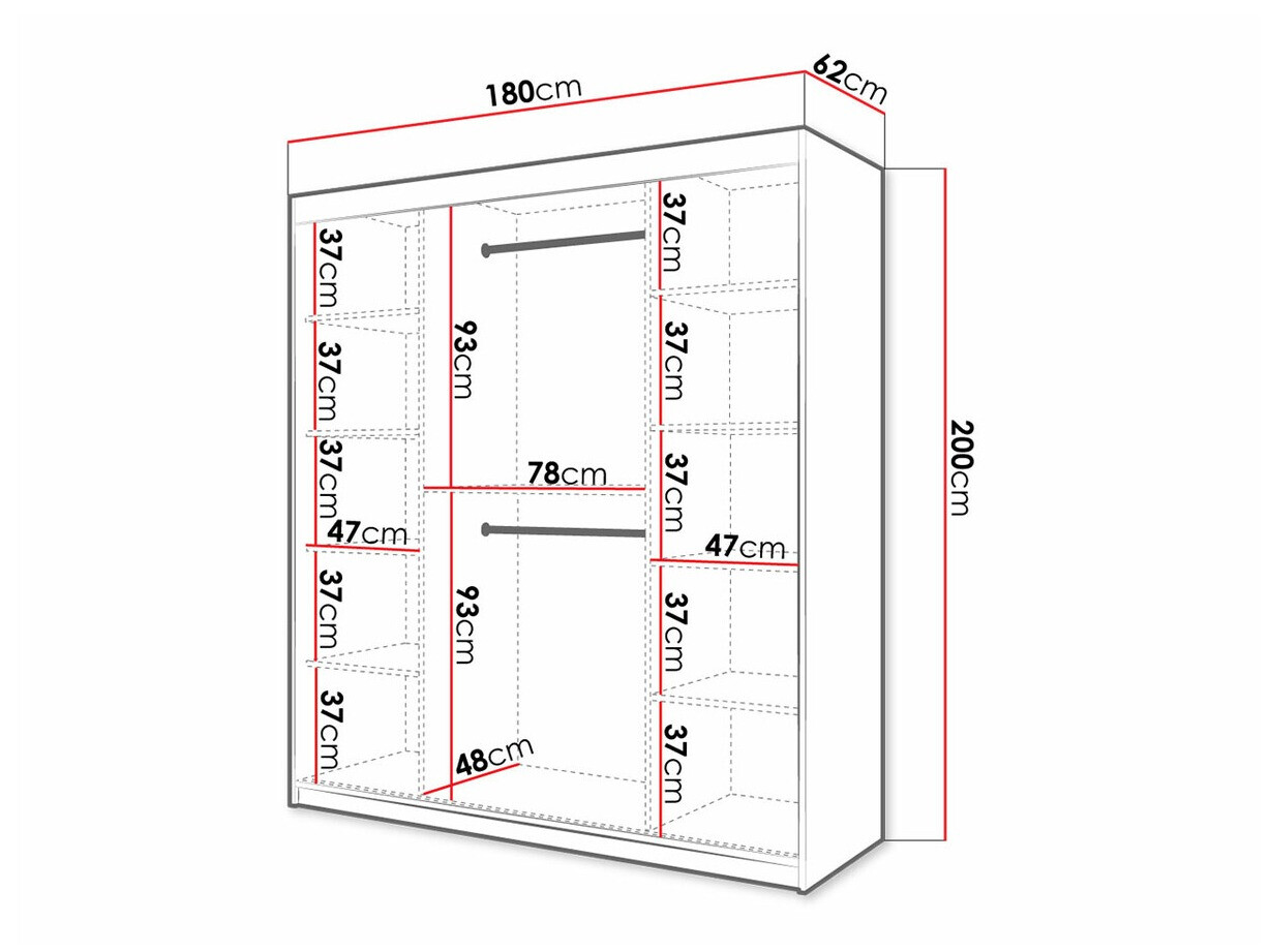 Kledingkast Hartford 312 (Zwart + Artisan eiken)