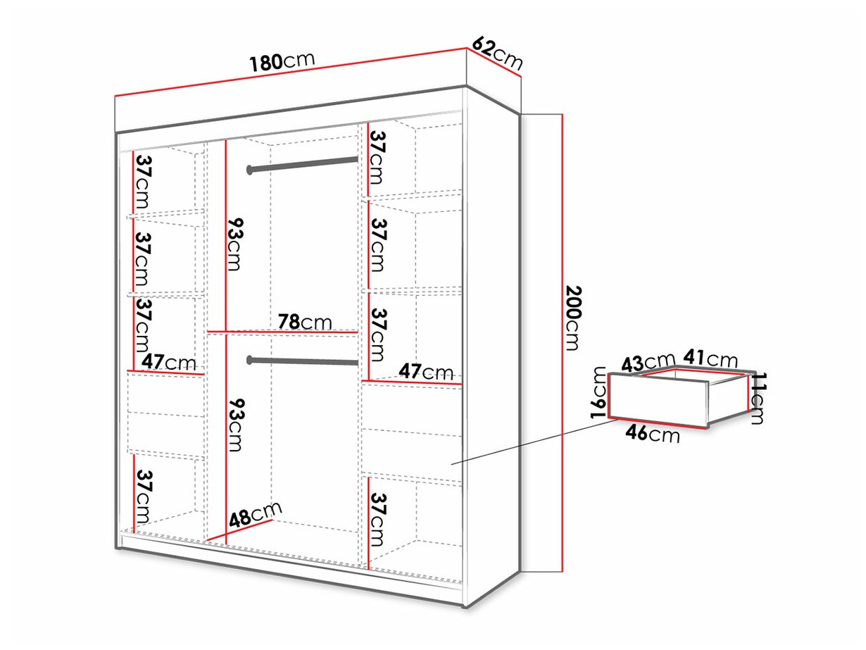 Kledingkast Hartford 313 (Artisan eiken + Zwart)
