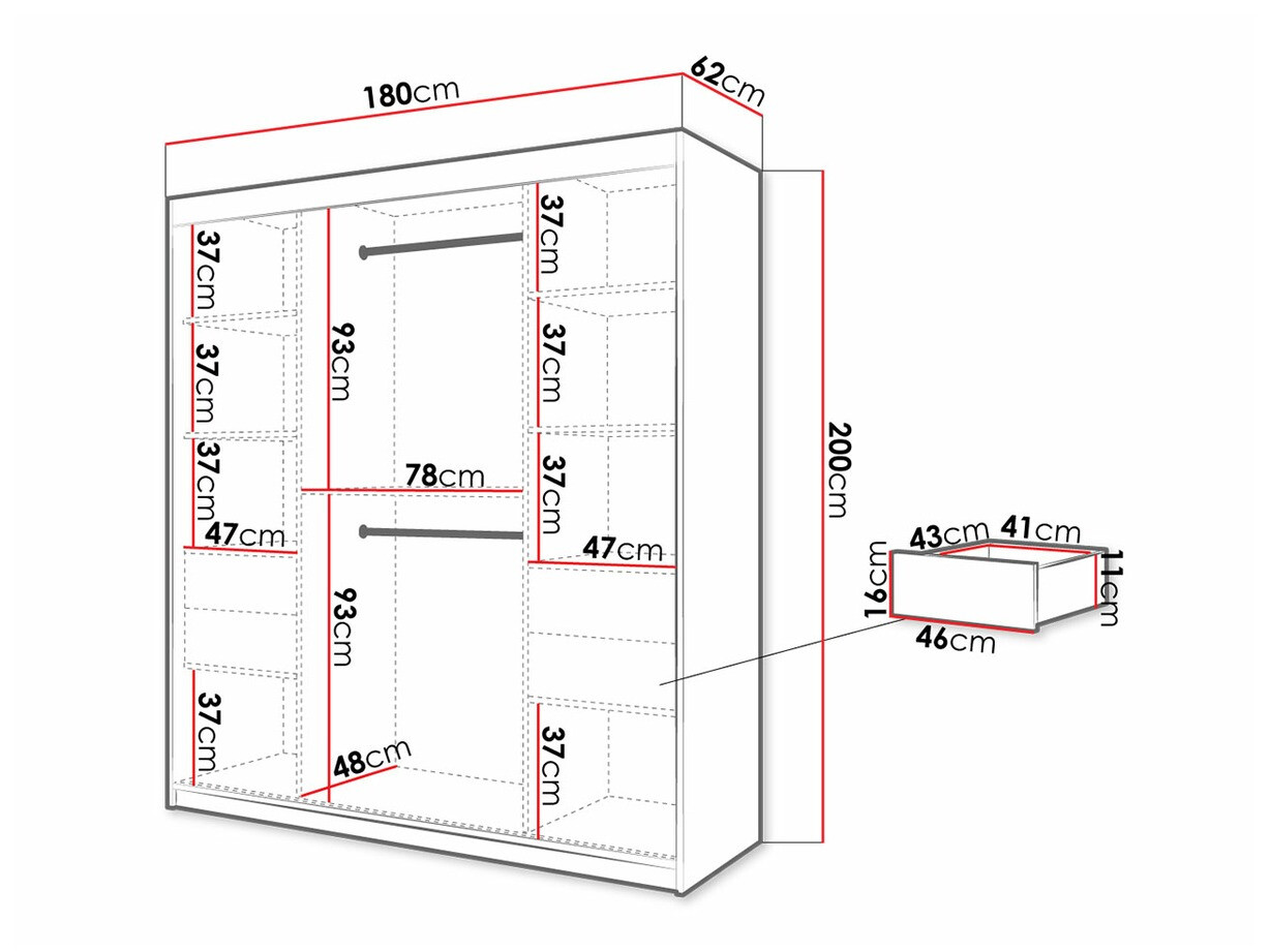 Kledingkast Hartford 313 (Wit + Zwart)